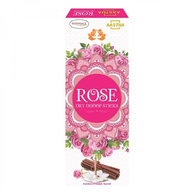 ROSE Dry Dhoop Sticks, Patanjali (РОЗА безосновные благовония, Патанджали), 10 палочек.