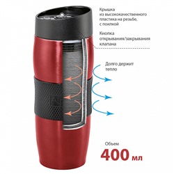 Термокружка вакуумная 400 мл Alpenkok AK-04009A красная