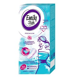 EMILY STYLE Прокладки ежедневные MULTIFORM 20шт ультратонкие (голубые)