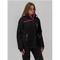 Горнолыжный костюм женский зимний черного цвета 07091Ch