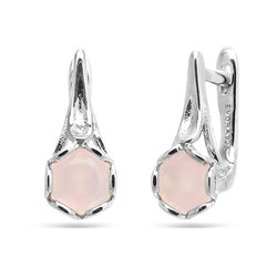 Серьги из серебра розовый кварц, МЦВ171