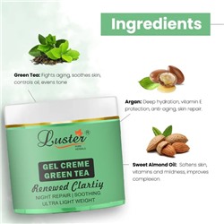 Gel Cream GEEN TEA, Luster (ЗЕЛЁНЫЙ ЧАЙ успокаивающий ночной гель-крем, Ластер), 100 г.