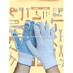 5 ПАР - Перчатки рабочие хб с ПВХ - 10 класс, 5-и нитка СТАНДАРТ БЕЛЫЕ