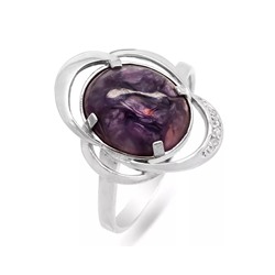 Кольцо из серебра чароит, СПН4010