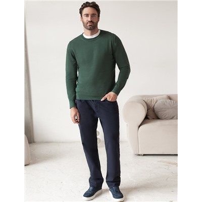 Джемпер с круглым воротом из хлопка с нейлоном