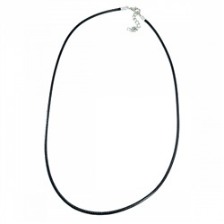 Классический шнурок для амулета ПЛЕТЁНЫЙ ЧЕРНЫЙ, мягкий, с застёжкой (длина 44-48 см.), 1 шт.