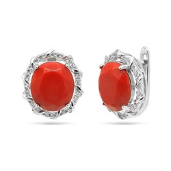 Серьги из серебра коралл, МЦВ970