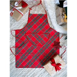 Фартук с карманом "Шотландская клетка" рогожка хлопок 100%