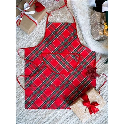 Фартук с карманом "Шотландская клетка" рогожка хлопок 100%