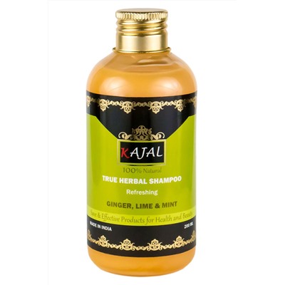 True Herbal Shampoo GINGER, LIME & MINT, Kajal (ИМБИРЬ, ЛАЙМ, МЯТА натуральный освежающий шампунь, Каджал), 200 мл. - СРОК ГОДНОСТИ ДО 31 ОКТЯБРЯ 2024 ГОДА