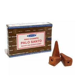 Nag Champa PALO SANTO, Backflow Dhoop Cones, Satya (Наг Чампа ПАЛО САНТО, благовония пуля стелющийся дым, Сатья), уп. 10 конусов.