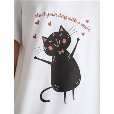 Футболка с принтом свободная эластичная из премиального хлопка