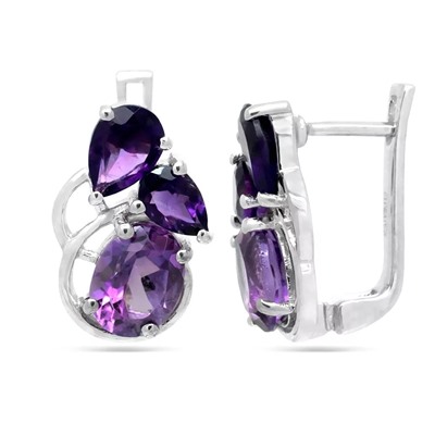 Серьги из серебра аметист, Марте