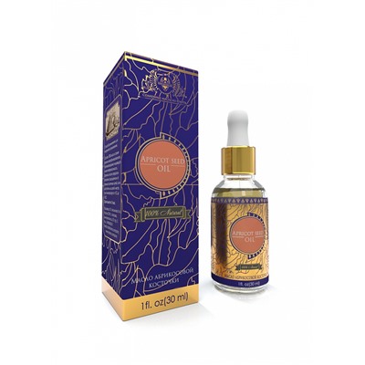 APRICOT SEED OIL 100% Natural, Shams Natural Oils (МАСЛО АБРИКОСОВОЙ КОСТОЧКИ для наружного применения, Шамс Нэчрл Оилз), стекло+пипетка, 30 мл. - СРОК ГОДНОСТИ ДО 31 ОКТЯБРЯ 2024 ГОДА