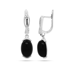 Серьги из серебра оникс, МЦВА38