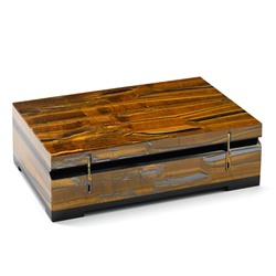 Шкатулка цельнокройная из тигрового глаза.115*60*45мм.