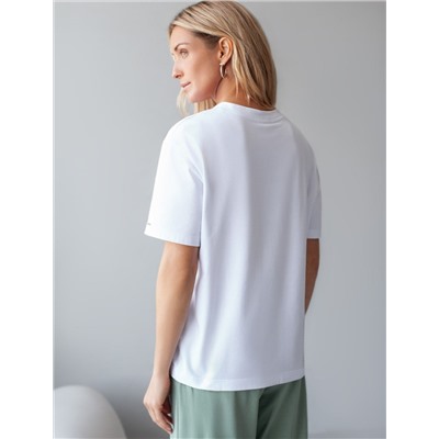 Футболка с принтом свободная эластичная из премиального хлопка