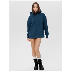 Женский худи оверсайз из футера с начесом Lingeamo темно-бирюзовый ВК-24 (23)