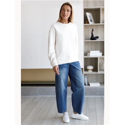 Джинсы barrel с декоративной стиркой из эластичного денима