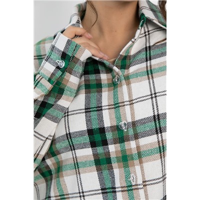 Рубашка оверсайз Дарика (бело-зеленая) Б14263-30М