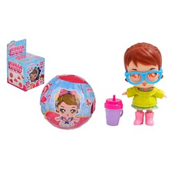 Игроленд. Кукла-сюрприз в шаре-подставке, 7 предметов, ПВХ, РР, 10,7х17,4х11,1см, 12 дизайнов 274-17