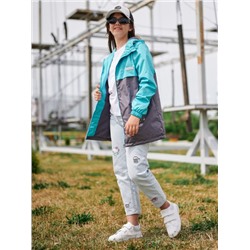 Ветровка-спорт на флисе для девочки сизый-серый