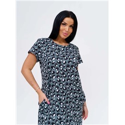 Платье женское Текс-Плюс, цвет зеленый белый черный