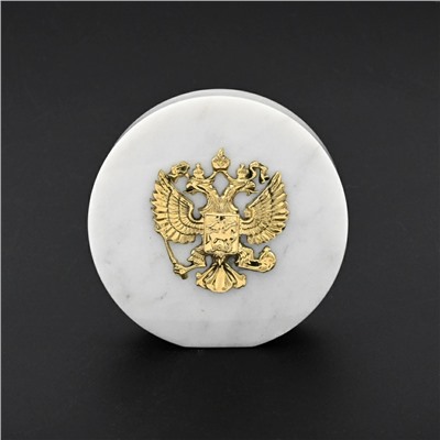 Барельеф "Герб РФ" на подставке из мрамора 65*20*63мм