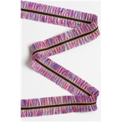 Тесьма отделочная 3 см*5 ярд "Бахрома с люрексом" (SF-2461) фукси/голубой