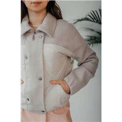 Стильная леди М-669 молочный/серый, Куртка