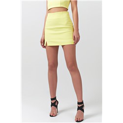 Мини-юбка летняя а-силуэта неоновая желтая
