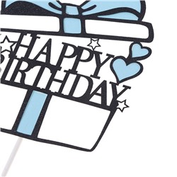 Топпер подарок с бантом «Happy Birthday» розовый