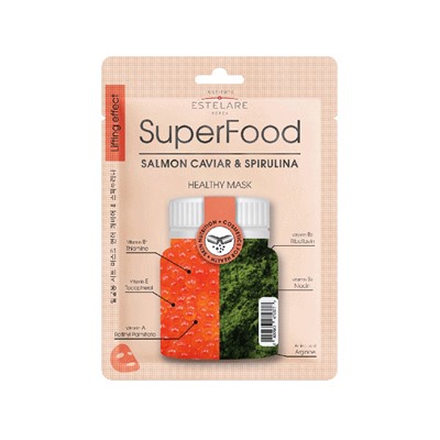 Estelare  SUPERFOOD Икра лосося и Спирулина Тканевая маска для лица  25 г