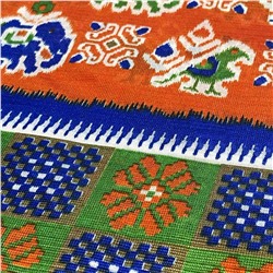 Сари ISHITA HOUSE, Kalista, с печатным принтом СЛОНЫ И ПАВЛИНЫ, цвет ОРАНЖЕВЫЙ (Size: Onesize), 1 шт.