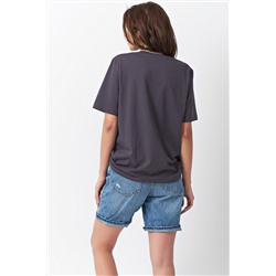 Футболка базовая трикотажная оверсайз из хлопка темно-серая