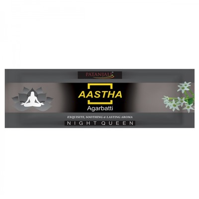 Aastha agarbatti NIGHT QUEEN, Patanjali (Аастха благовония КОРОЛЕВА НОЧИ, Патанджали), пакет, 25 г.