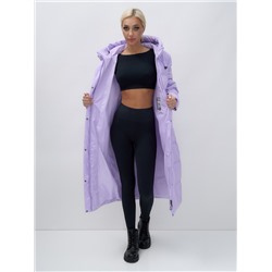 Пальто утепленное стеганное зимнее с капюшоном женское фиолетового цвета 9627F