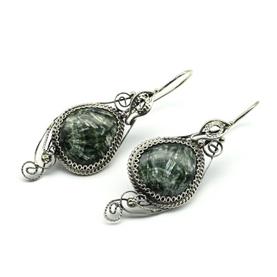 Серьги серафинит 18*41мм.