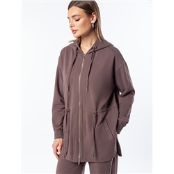 Парка с золотистой фурнитурой из тонкого эластичного футера