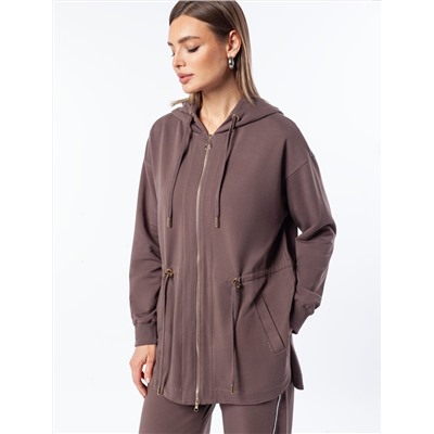 Парка с золотистой фурнитурой из тонкого эластичного футера