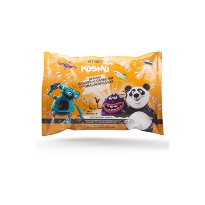 Kosmo Kids Детские влажные салфетки с ромашкой и алоэ 15шт