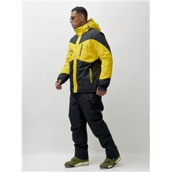 Горнолыжный костюм мужской зимний желтого цвета 372J