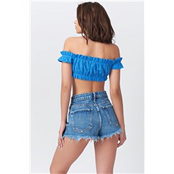 Кроп-топ летний из хлопка синий