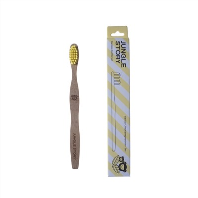 YELLOW, Antibacterial, Eco, Bamboo Toothbrush, SOFT, Jungle Story (ЖЁЛТАЯ, детская, антибактериальная, эко, бамбуковая зубная щётка), 1 шт.