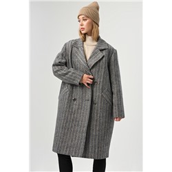 Пальто с утеплителем елочка на сером