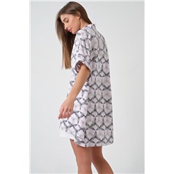 Рубашка летняя оверсайз с коротким рукавом с принтом на белом