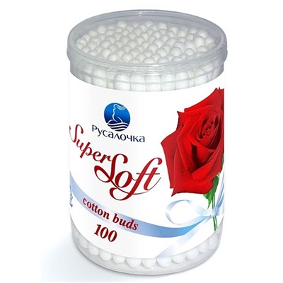 Ватные палочки РУСАЛОЧКА Super Soft 100шт. круглая упаковка (070154)