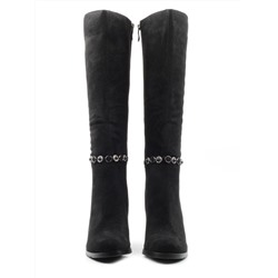 A421-371B-2 BLACK Сапоги демисезонные женские (натуральная замша, байка) размер 36