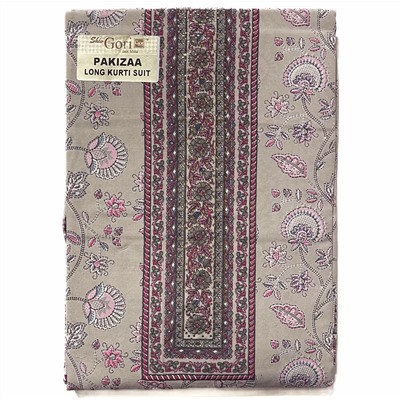 PAKIZAA Long Kurti Suit - Купон для пошива костюма, цвет СЕРЫЙ (отрез ткани для пошива Длинной туники (курты), штанов и накидки), Shiv Gori, 1 шт.