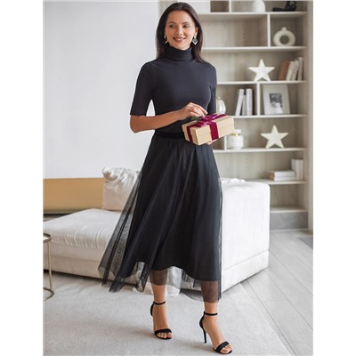 Водолазка из фактурного трикотажа в рубчик